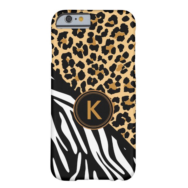 Monogram Leopard Zebra Print iPhone Case (Achterkant)