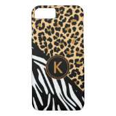 Monogram Leopard Zebra Print iPhone Case (Achterkant)