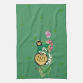 Monogram Leprechaun Groen Fruit en Bloemen Theedoek (Verticaal)