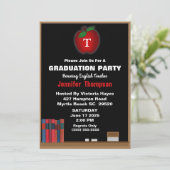 Monogram leraar Chalkboard Graduation Party Kaart (Staand voorkant)