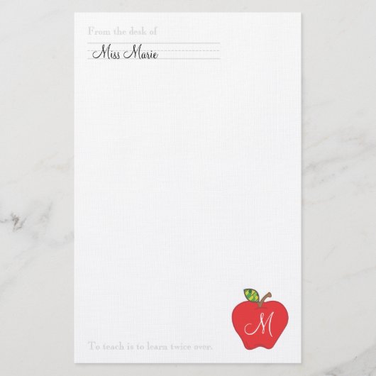 Monogram Leraar Stationery Briefpapier (Voorkant)