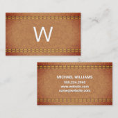 Monogram | Leren dubbel gestikt Visitekaartje (Voorkant / Achterkant)