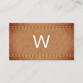 Monogram | Leren dubbel gestikt Visitekaartje (Voorkant)