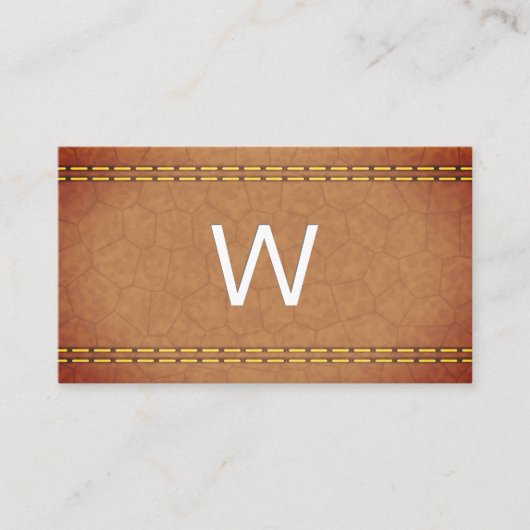 Monogram | Leren dubbel gestikt Visitekaartje (Voorkant)