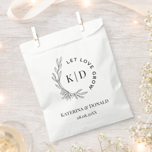 Monogram Let Love Grow Seed Wedding Favor Bag Bedankzakje (Geknipt)