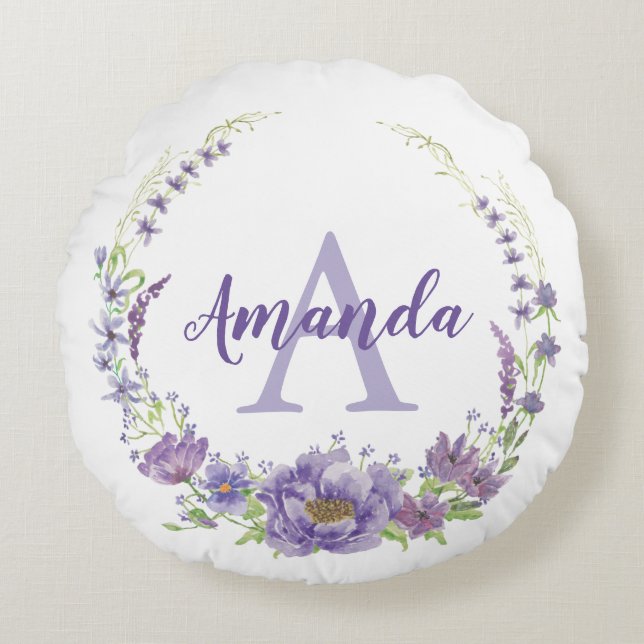Monogram - letter A, aangepast Rond Kussen (Voorkant)