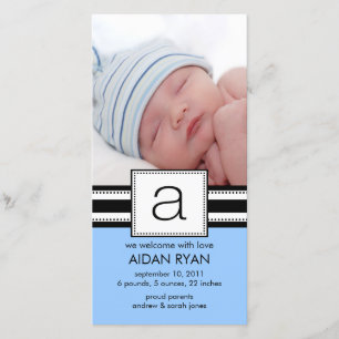 Monogram Letter A Baby FOTO Geboorteaankondiging Aankondiging