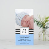Monogram Letter A Baby FOTO Geboorteaankondiging Aankondiging (Staand voorkant)