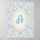 Monogram Letter A Bloemstuk Muur Kunst Poster (Voorkant)