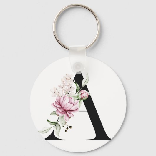 Monogram Letter A Bruidsmeisje Sleutelhanger (Voorkant)