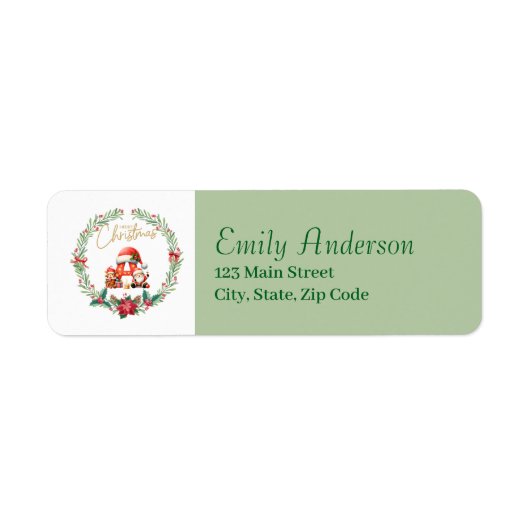 Monogram Letter A Christmas Wreath w / Santa Claus Etiket (Voorkant)