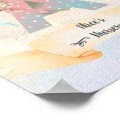 Monogram Letter A Cute Bunny Baby Girl Nursery Poster (Hoek)