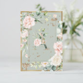 Monogram Letter A Green Floral Elegant Waterverf Bedankkaart (Staand voorkant)