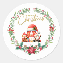 Monogram letter A, Kerstkrans w / Sinterklaas Ronde Sticker