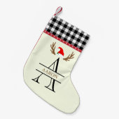 Monogram Letter A mas Naam White Black Tartan Kleine Kerstsok (Voorkant (Hangend))