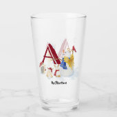 Monogram Letter A Merry kerstengel Snowman Glas (Achterkant)