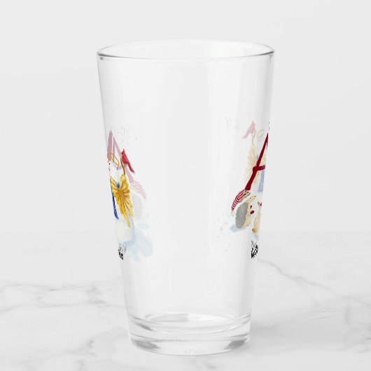 Monogram Letter A Merry kerstengel Snowman Glas (Links)