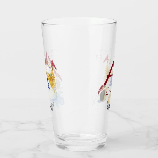 Monogram Letter A Merry kerstengel Snowman Glas (Rechts)