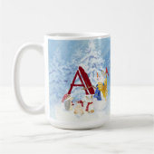 Monogram Letter A Merry kerstengel Snowman Koffiemok (Links)