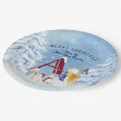 Monogram Letter A Merry kerstengel Snowman Papieren Bordje (Gekanteld)
