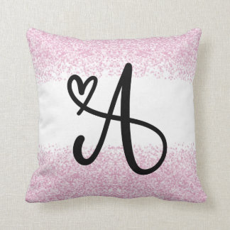Monogram letter A met geborsteld roze glitter Kussen