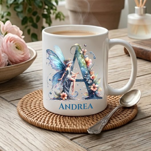 Monogram Letter A Met Naam Fee Koffiemok