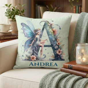 Monogram Letter A Met Naam Fee Kussen