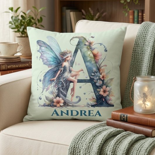 Monogram Letter A Met Naam Fee Kussen