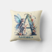 Monogram Letter A Met Naam Fee Kussen (Achterkant)