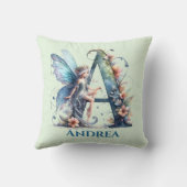 Monogram Letter A Met Naam Fee Kussen (Achterkant)