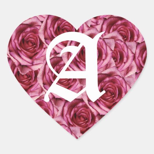 Monogram Letter A Pink Roses Sticker (Voorkant)