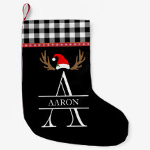 Monogram Letter A Plaid Zwart, Wit Rood