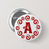 Monogram Letter A Rood Ronde Button 5,7 Cm (Voorkant /achterkant)