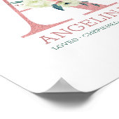 Monogram Letter A roze Waterverf Floral Neursery Poster (Hoek)