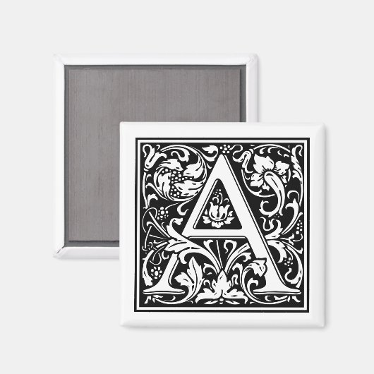 Monogram Letter A William Morris Style Magneet (Voorkant / Achterkant)