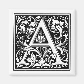 Monogram Letter A William Morris Style Magneet (Voorkant)