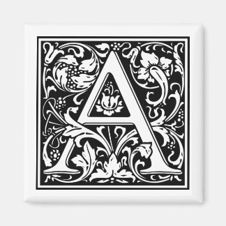 Monogram Letter A William Morris Style Magneet