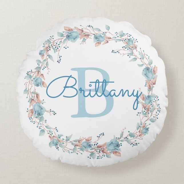 Monogram - letter B, aangepaste ronde piloot Rond Kussen (Voorkant)