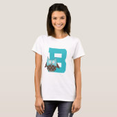 Monogram Letter B Alphabet Owl T-shirt (Voorkant volledig)