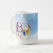 Monogram Letter B Angel Snowman Merry Kerstmis Koffiemok (Voorkant links)