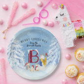 Monogram Letter B Angel Snowman Merry Kerstmis Papieren Bordje (Feest)