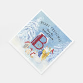 Monogram Letter B Angel Snowman Merry Kerstmis Servet (Hoek)