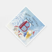 Monogram Letter B Angel Snowman Merry Kerstmis Servet (Hoek)