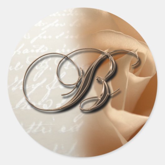 Monogram Letter B Bruiloft Envelop Afdichting Ronde Sticker (Voorkant)