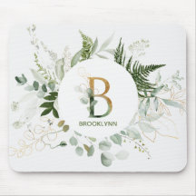 Monogram Letter B Fern & Succulent Muismat