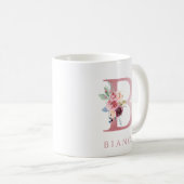 Monogram Letter B Floral Waterverf Koffie Mok (Voorkant rechts)
