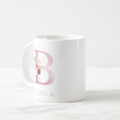 Monogram Letter B Floral Waterverf Koffie Mok (Voorkant links)
