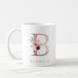 Monogram Letter B Floral Waterverf Koffie Mok