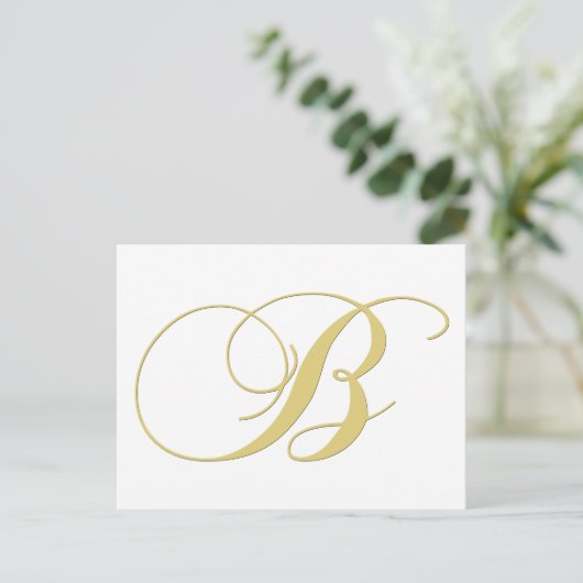 Monogram letter B gouden single Briefkaart (Staand voorkant)