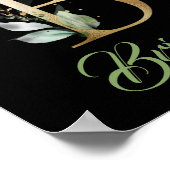 Monogram letter B groenblijvend eucalyptus goud zw Poster (Hoek)